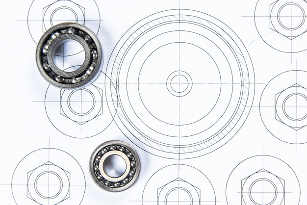 Drafted pipe layout drawing with cross-sections for a drainage plan