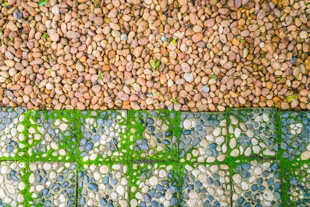 Geotextile and grid placement guidance for a garden path